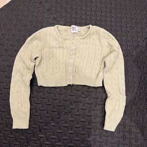 Princess Polly sage green Button-Up Cable Knit Cardigan